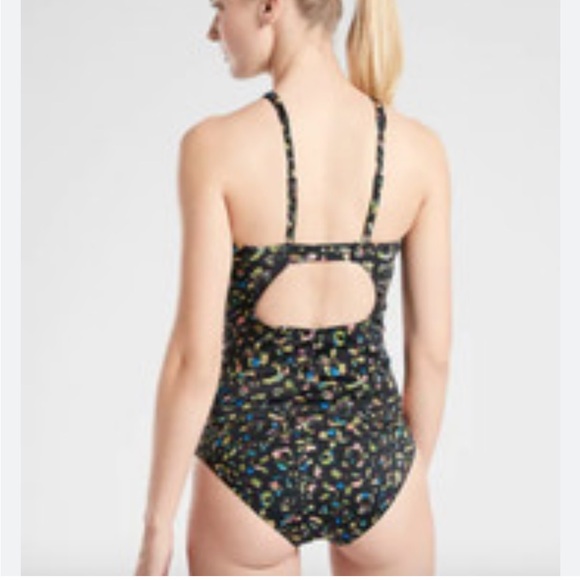 Athleta Black Multicolor Print One-Piece Swimsuit - Picture 2 of 6